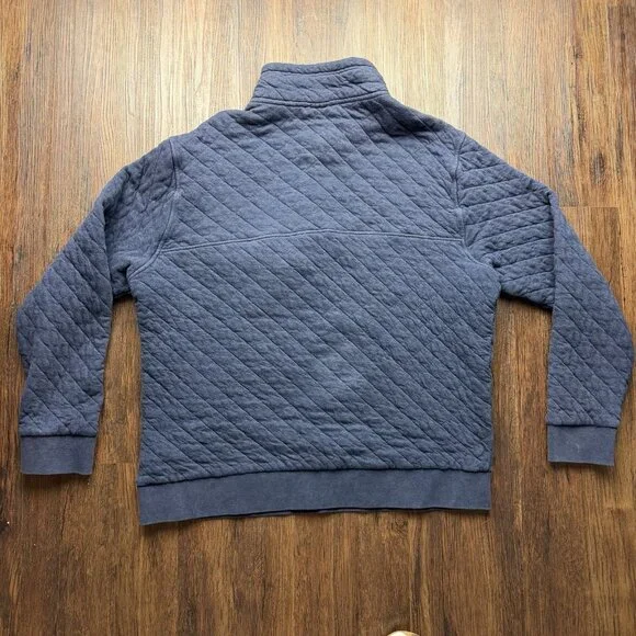 Patagonia Organic Cotton Quilted Snap T Pullover Sweater Large Navy Red 25371 - Picture 2 of 6